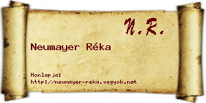 Neumayer Réka névjegykártya